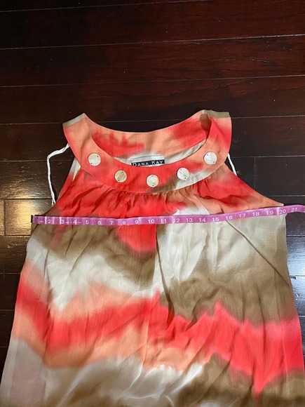 Dana Kay Dress A-line Sleeveless Casual Size 10 Orange Multi Color Spring Summer - Picture 4 of 5